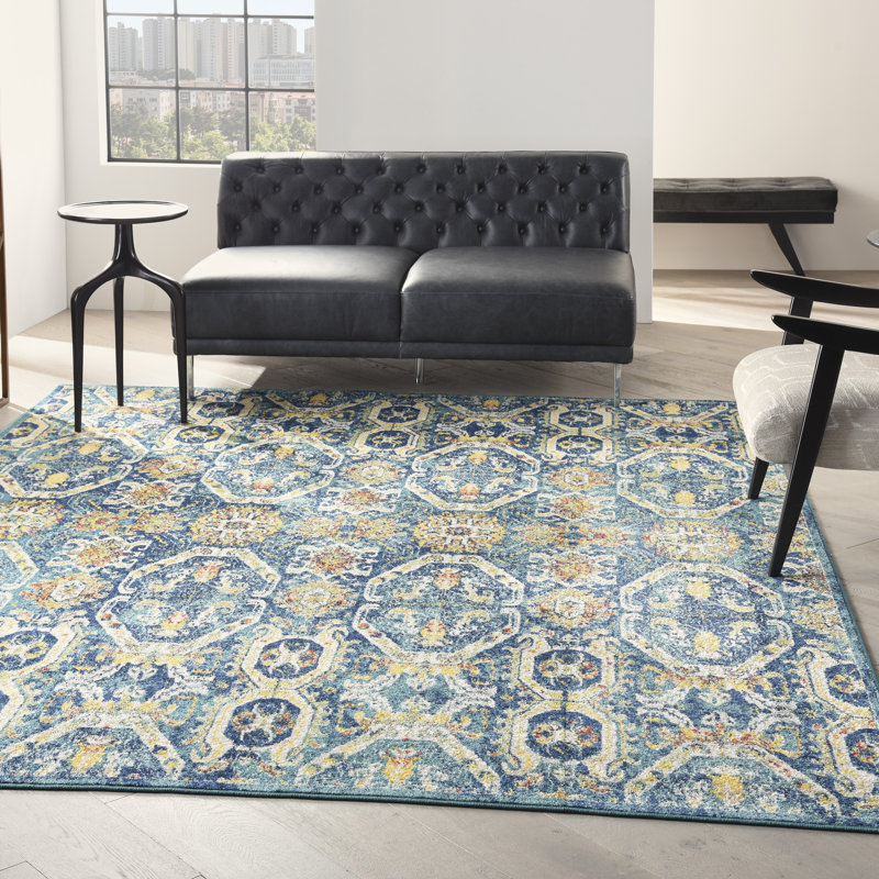 Tapis oriental bleu Lakenya, Rectangle 4 pi x 6 pi