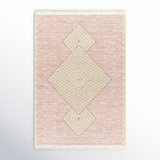 Malti Geometric Handmade Handwoven Indoor / Outdoor Area Rug in Pink/Cream