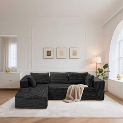 Canapé 108 po en L 108 po, canapé modulaire modulaire Cloud, canapé 2 pièces en velours côtelé avec 2 coussins et 3 coussins