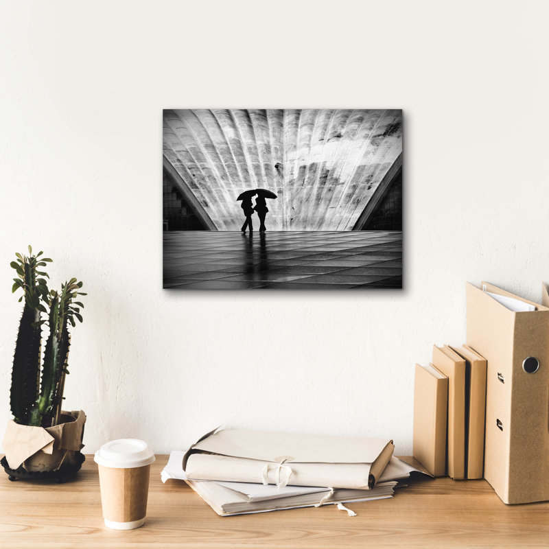 «Paris La Pluie» par Nina Paponcek, art mural sur toile, H 12 po x l 16 po x P 0,75 po
