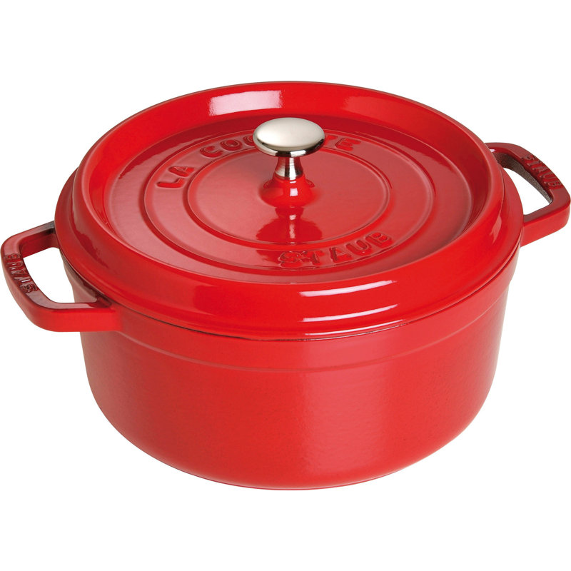 STAUB Round Cast Iron Cocotte, Cherry, 24cm