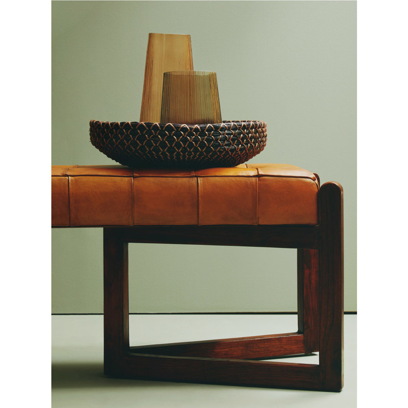 Waylan Genuine Leather Upholstered Bench