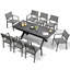 Ensemble de salle à manger extensible 9 pièces pour patio, table et chaises empilables en aluminium antirouille pour 8 personnes, idéal pour terrasse, jardin ou intérieur. Couleur : noir.