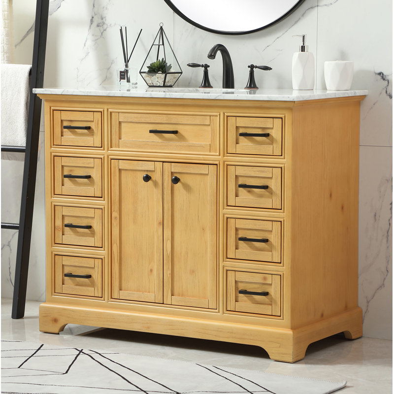 Ensemble de meuble-lavabo simple 42 po Hermes, Brun clair