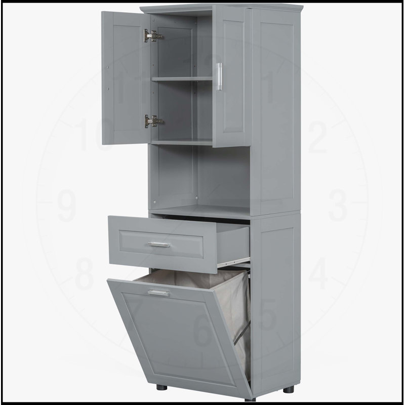 Armoire de salle de bain polyvalente avec panier à linge et nombreuses options de rangement pour une organisation améliorée