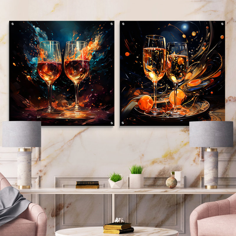 Joyful Bubbles - Ensemble de 2 verres à vin et champagne en acrylique, H 36 po x l 73 po