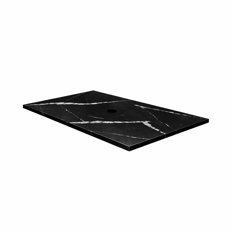 Surface de comptoir noire moderne de 36 pouces de large (imprimé marbre de Carrare)