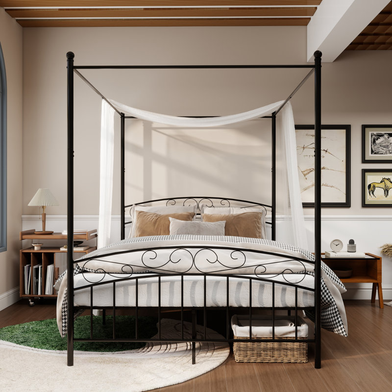 Jasalyn Metal Canopy Bed, Black, Queen