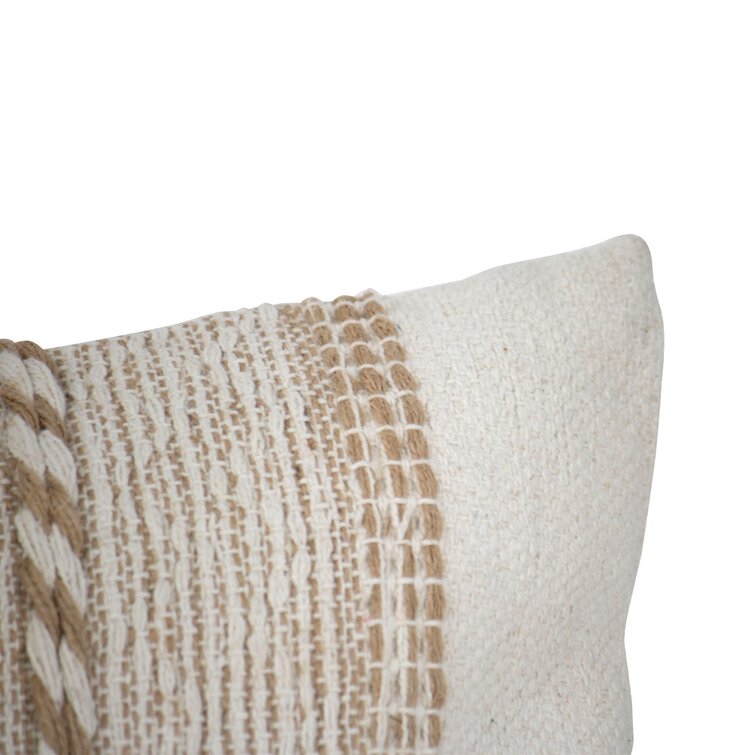 White Diamond Pattern Hand Woven 18x18 Cotton Decorative Throw Pillow with Hand Tied Tassels - Foreside Home & Garden