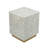 14x14x18" Square Accent Stool with White Capiz Shell Finish and Gold Pedestal Base