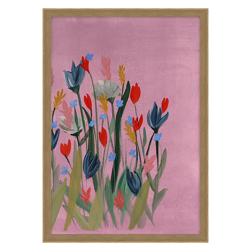 Meadow 2 Print by Jo Stearns, Oak, 24" H x 17" W x 2.38" D, No