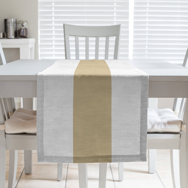 New Orleans Football Stripes Table Runner, 90" x 16", New Orleans Football White/Gold, Polyester