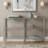 49" Clear and Silver Glass Distressed Frame Console Table With Shelves