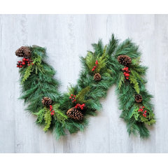 Melrose International Iced Twig Garland with Pinecones 5'L