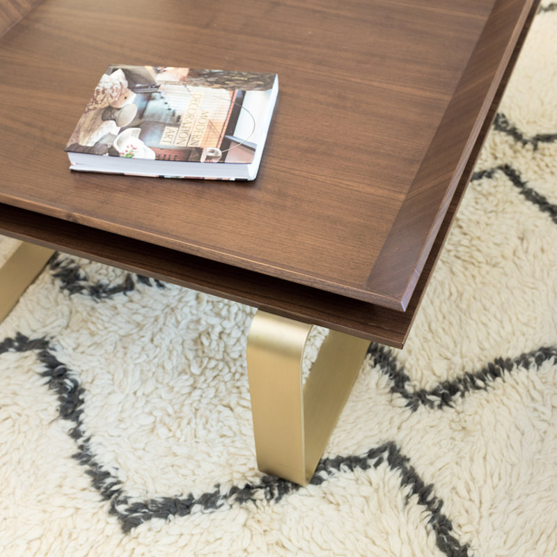 Le Solid Wood Coffee Table, Polished Brass, Walnut