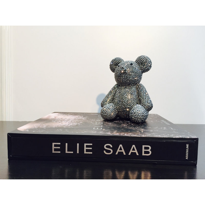 Colburn Graphite Rhinestone Bear Bank - 8" tall