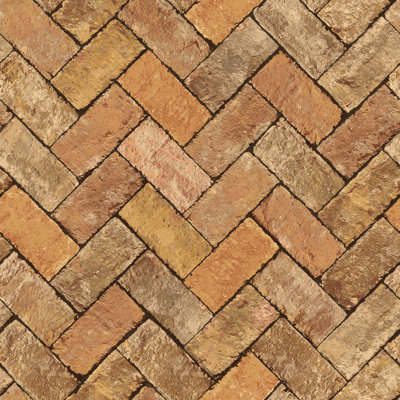 Fereol Herringbone Brick 10m X 53cm Wallpaper Roll