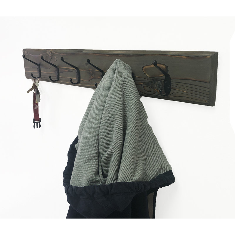 Braham Solid Wood Wall 12 - Hook Wall Mounted Coat Rack, Classic Grey