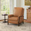 Fauteuil inclinable manuel en cuir véritable avec main courante en bois massif Liauro de 32,3 po de largeur-1861151440