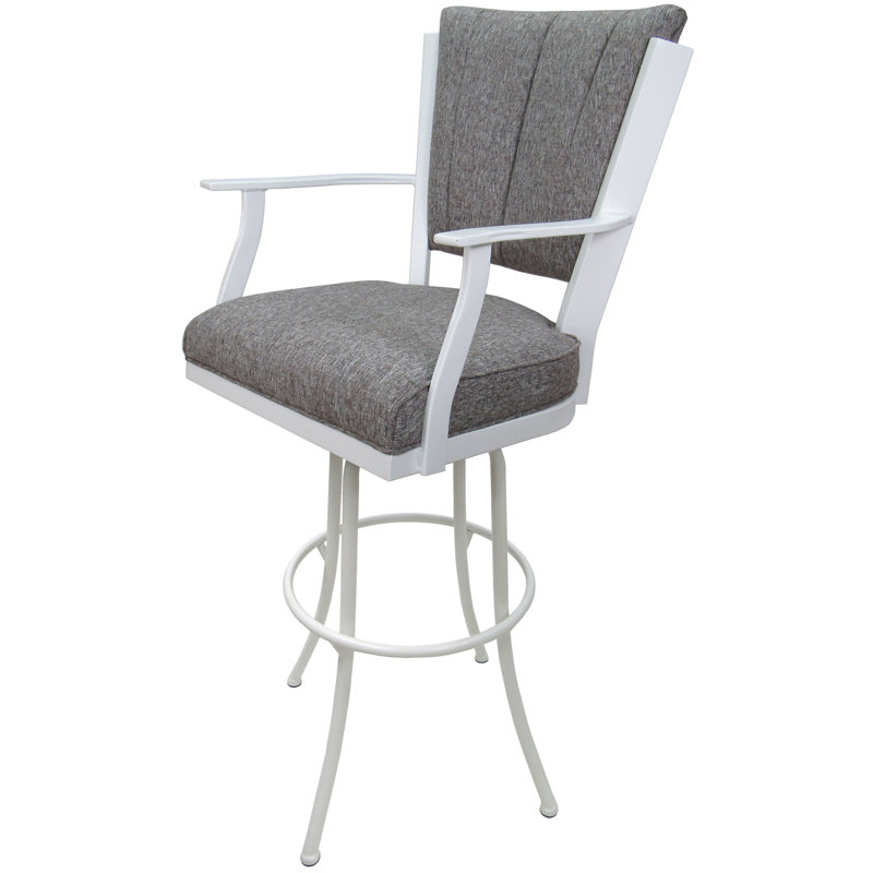 Tabouret de bar pivotant Cunegonda, Blanc / Gris