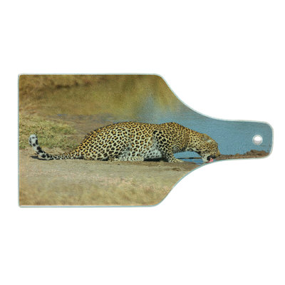 Ambesonne Animal Tempered Glass Cutting Board Leopard in Savannah Print Pale Brown