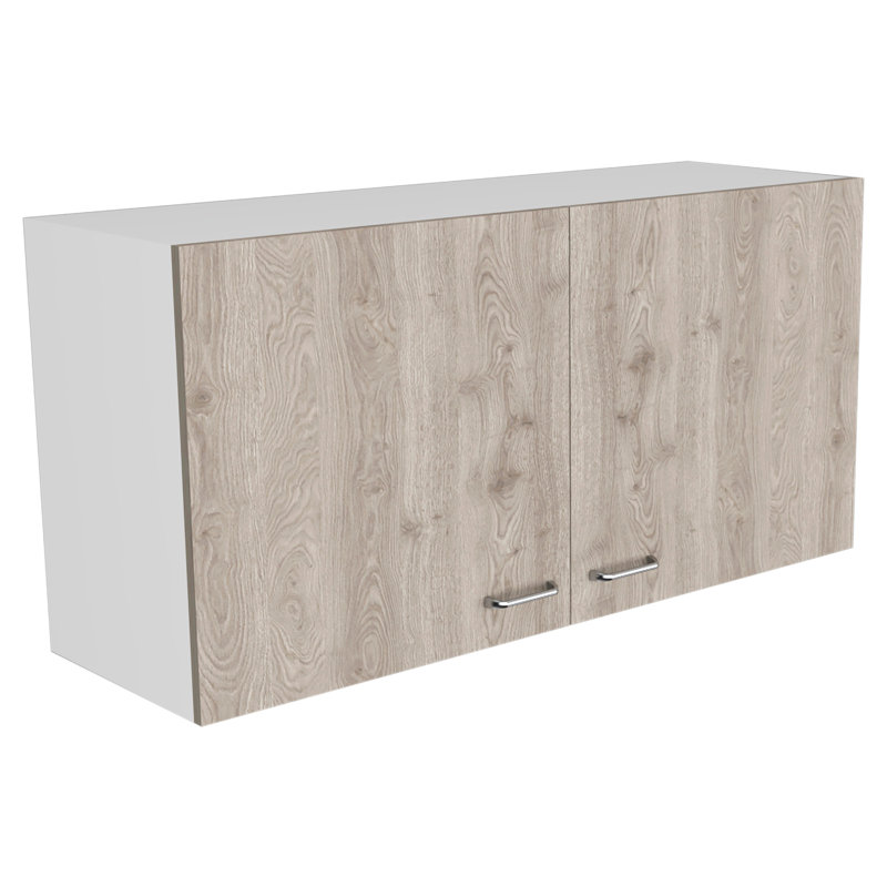 Armoire murale Napoles, deux tablettes, double porte - blanc / gris clair, Gris clair
