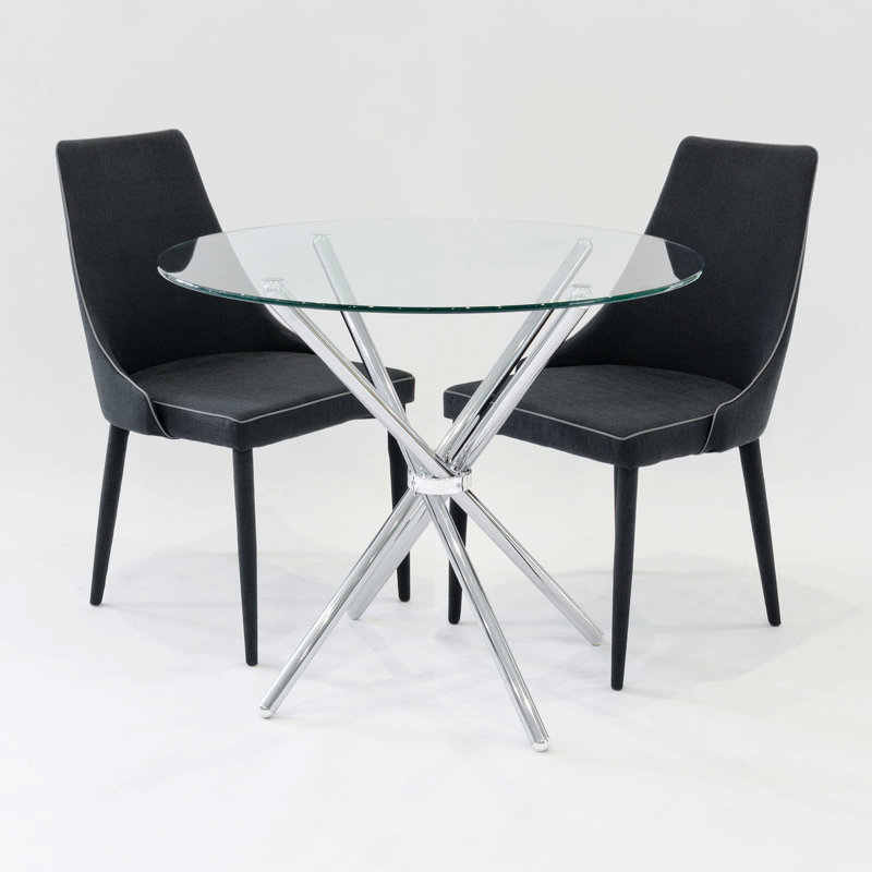 Brookhn 2 - Person Dining Set, Black, Chrome