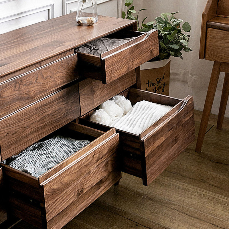 Armoire de rangement en noyer avec tiroirs