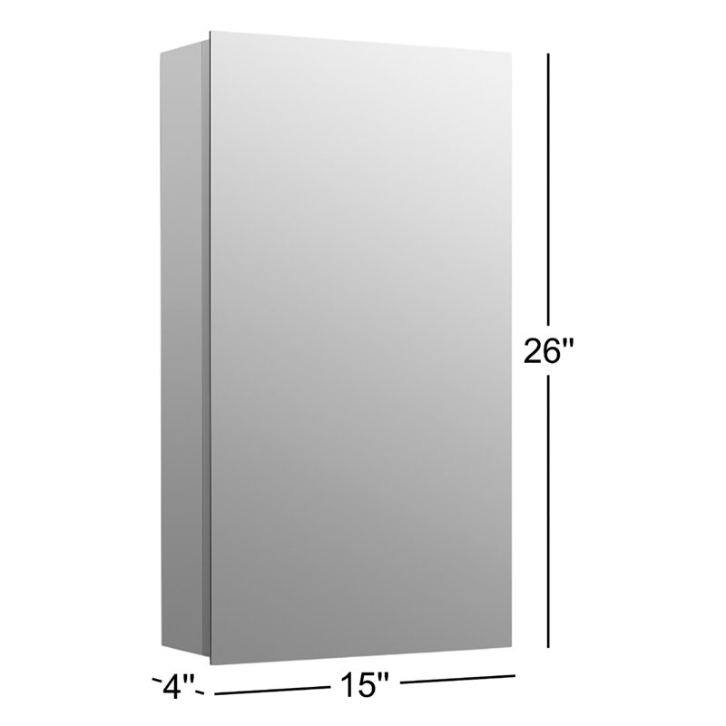 Embark Premium Rectangular Medicine Cabinet, 26" H x 15" W x 4" D