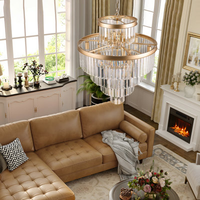 Luxury Crystal Chandelier With Finish – Elegant 5 Tier Pendant Light Fixture For Living Room, Dining Room, Or Entryway