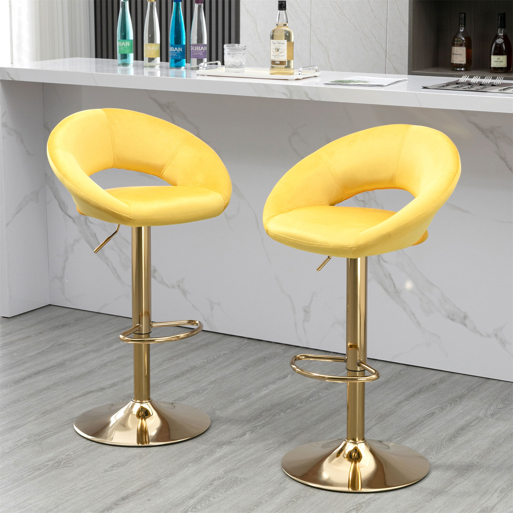 STYLISH Velvet Adjustable Modern Dining Chairs,Counter Height Bar Chair