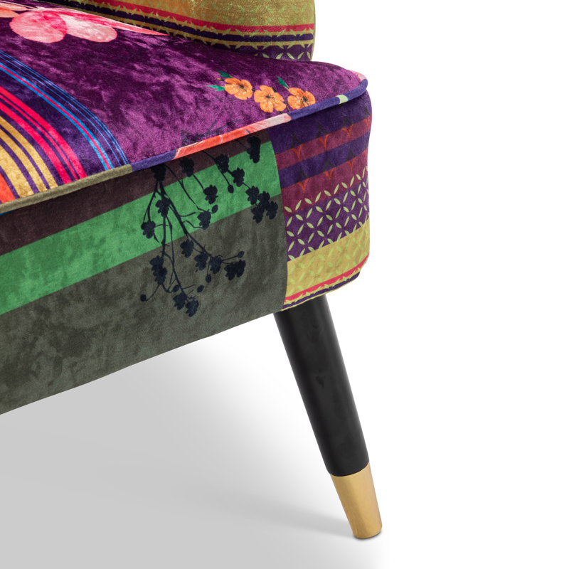 Upholstered Accent Chair with Footstool, Multicoloured