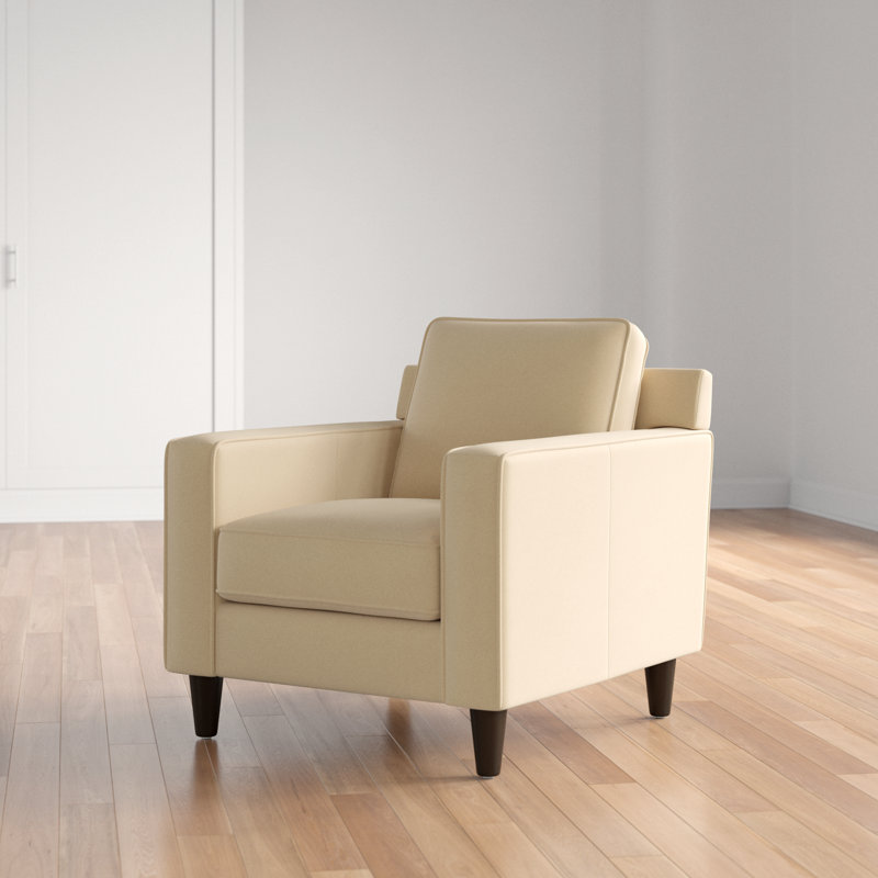 Fauteuil en cuir fleur Nalston, Crème