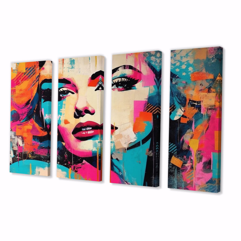 " Vintage 1950S Woman Portrait I " 4 - Pieces