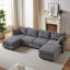 Canapé modulaire de 113,5 po avec repose-pieds de rangement L / U convertible, gris-224253265