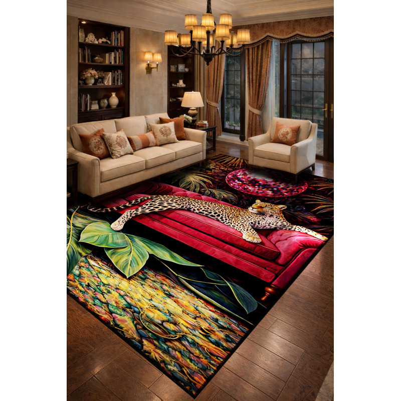Tapis tissé crème à motif guépard Mosso, 2 pi 6 po x 9 pi 10 po