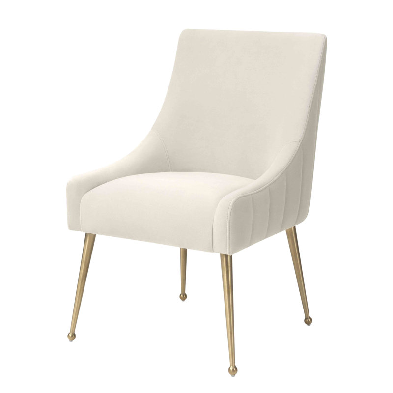 Firkins 18.5'' H Velvet Upholstered Side Chair, Gold, Beige