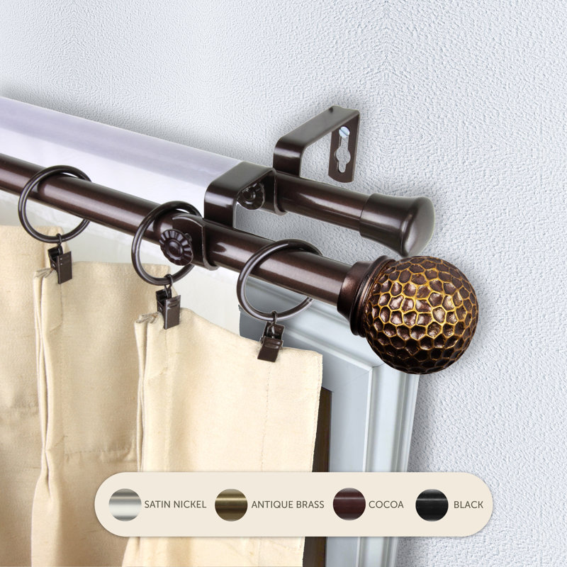 Tringle à rideaux double 3/4 po Celio, Cacao, 48" – 84"