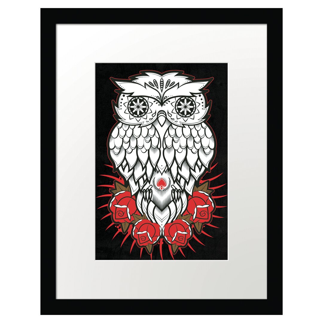 Gerahmtes Poster Owl Black