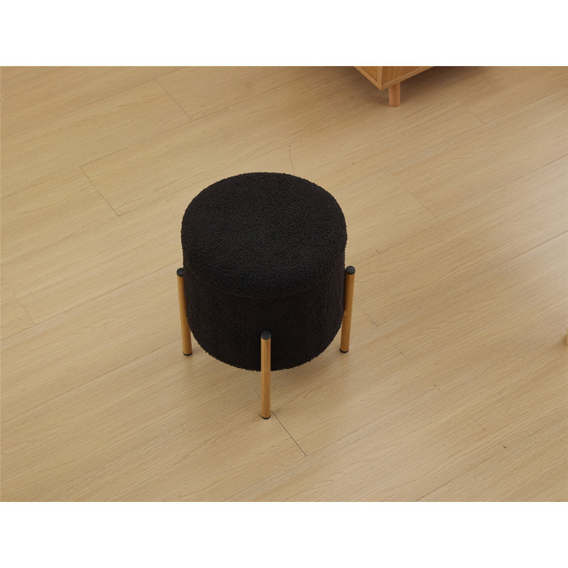 Repose-pieds rond avec rangement, repose-pieds et repose-pieds avec couvercle amovible, Noir, noir, noir, noir