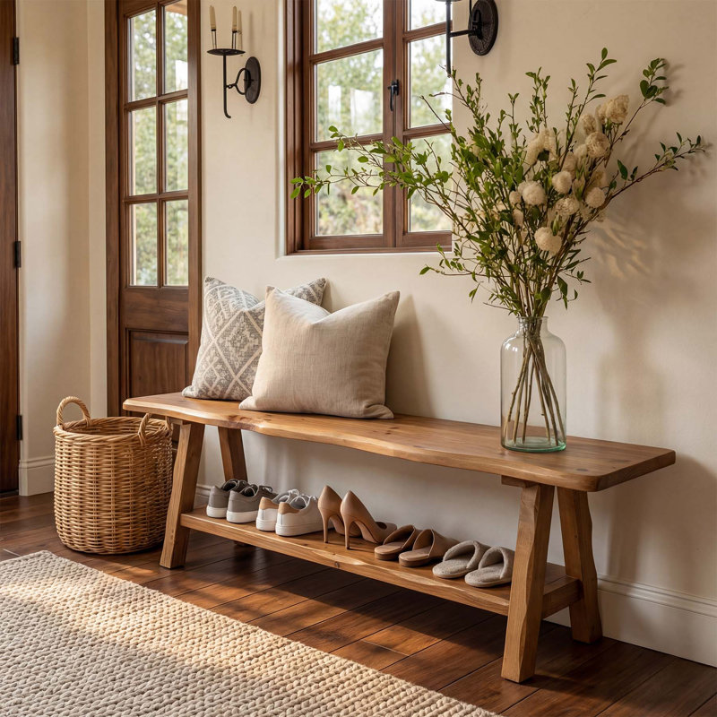 Solid Wood Storage Bench
