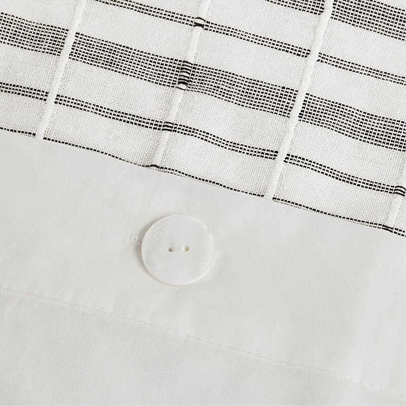 Ensemble de housse de couette en coton jacquard 5 pièces Cottage Charm avec rayures texturées et coussins hypoallergéniques