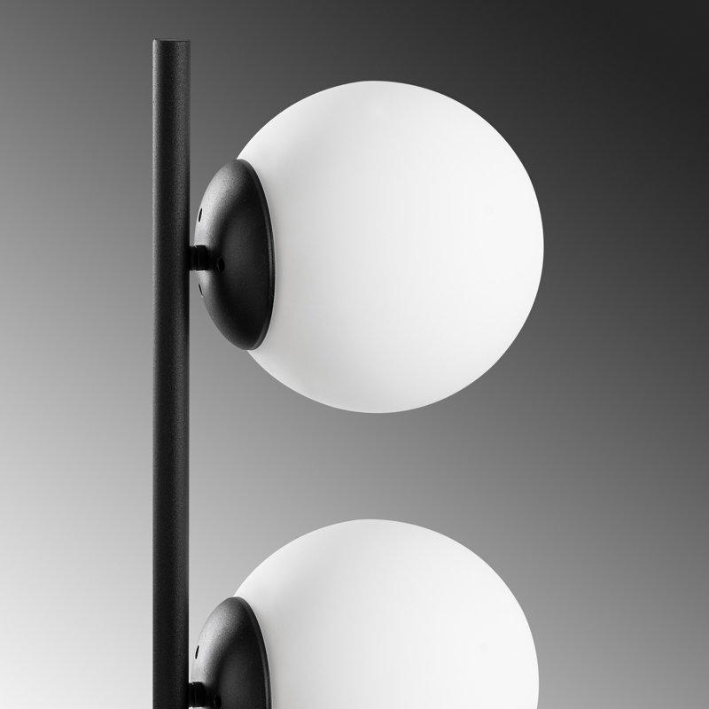 Modern Black Floor Lamp, Metal Body, 11.8 x 11.8 x 61.0 Inches | Base Plate Ø11.8 Inches | 250 cm Cable Length, On/Off Switch | Dual E27 Socket (Max 40W) | Stylish Lighting for Living Room & Home Office