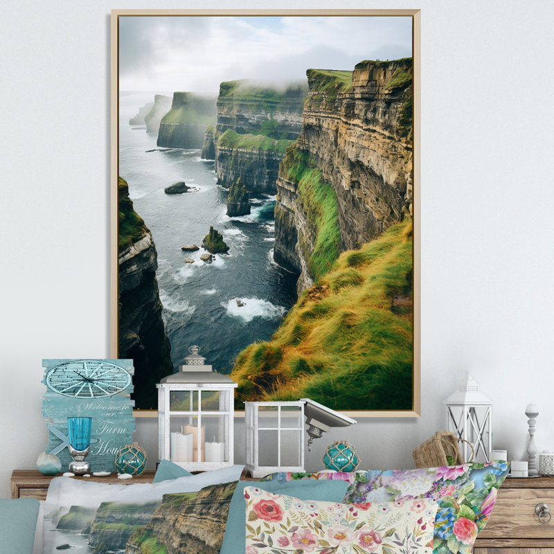 Impression sur toile paysage irlandais, Falaises de Moher, reproduction côtière - Falaises de Moher I, Cadre naturel flottant