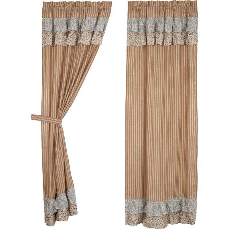 Paire de rideaux obscurcissant avec passe-tringle Louann, Or / bleu marine / crème, l 40 po x L 84 po