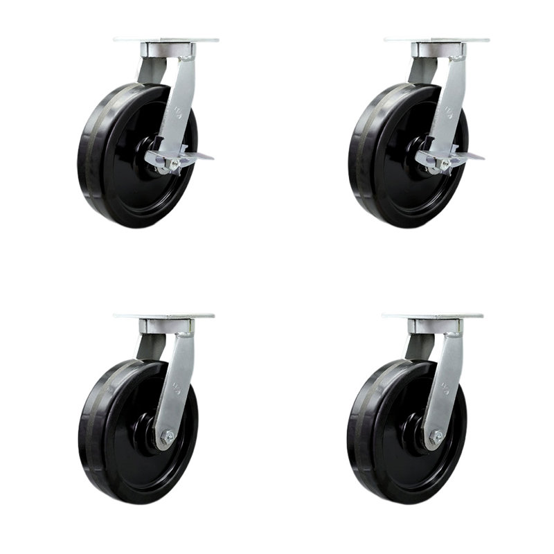 Ensemble de roulettes Phénoliques extra robustes 4 verrous pivotants 2 freins SCC