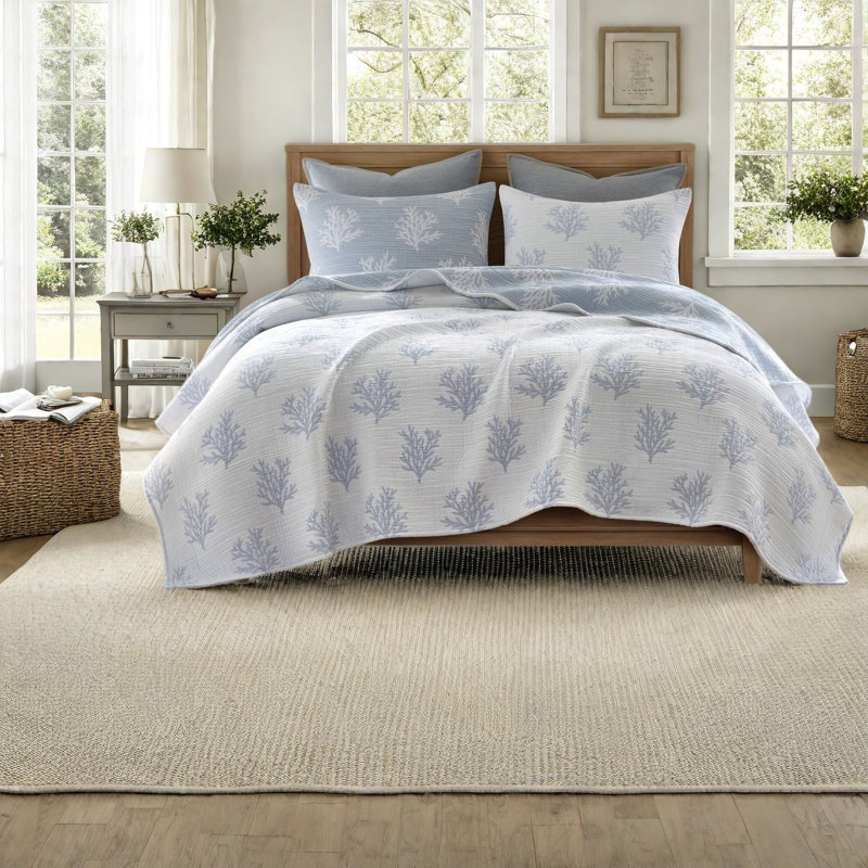 Cotton Blend Floral Quilt Set