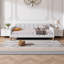 Canapé-lit simple rembourré beige - Tissu en lin, structure en bois et aucun sommier nécessaire-1529029252