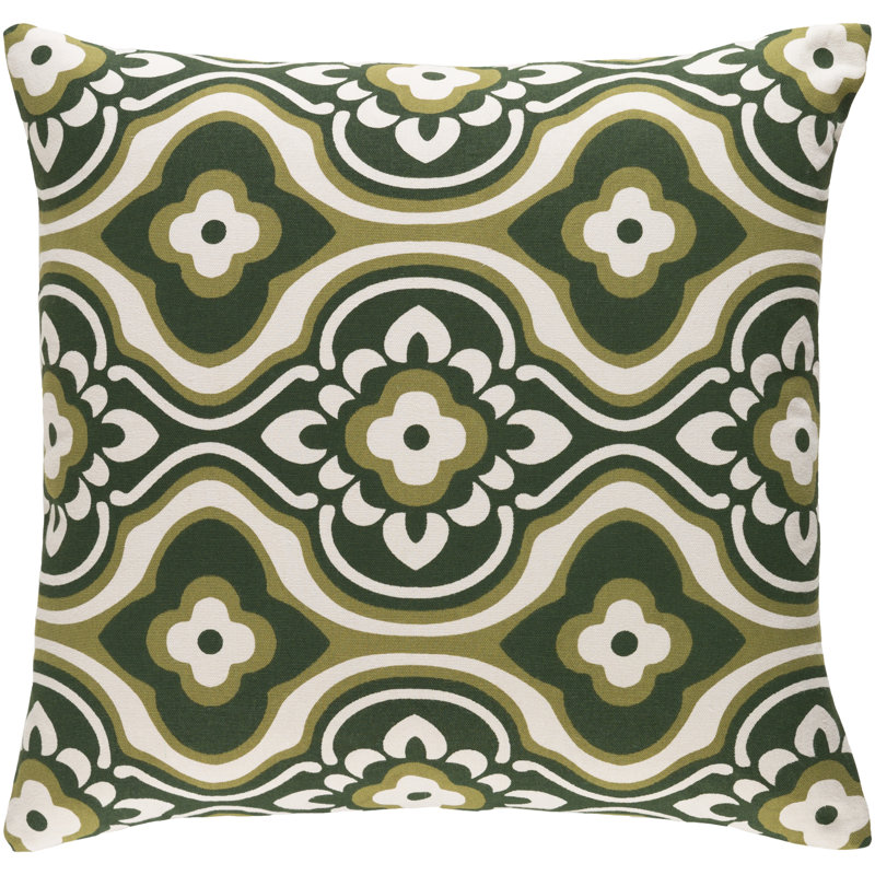 Trudy 100% Cotton Throw Pillow, Olive/ White, Pillow Cover Only - No Insert
