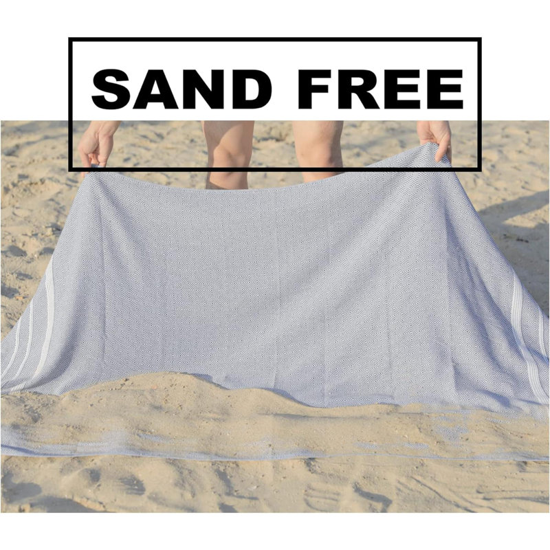 Adeliya Cotton Blend Beach Towel, Navy
